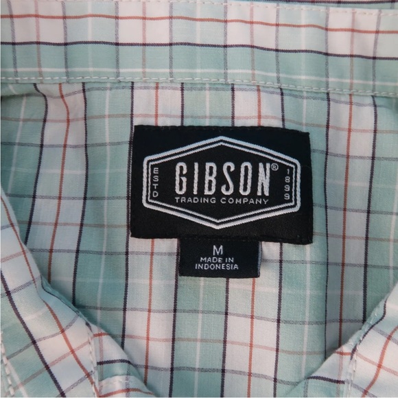 Gibson Trading Co Men's Cream Archie Plaid Short Sleeve Pearl Snap Size M - Picture 5 of 5